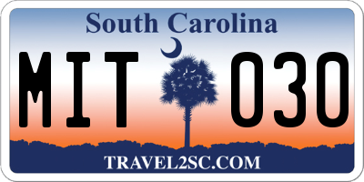 SC license plate MIT030