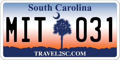 SC license plate MIT031