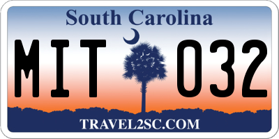 SC license plate MIT032