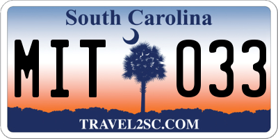 SC license plate MIT033