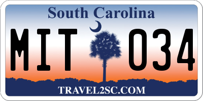 SC license plate MIT034