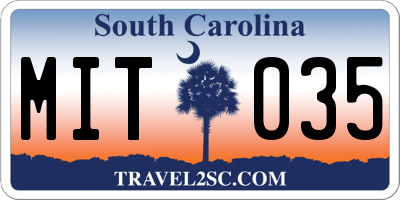SC license plate MIT035