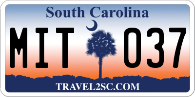 SC license plate MIT037