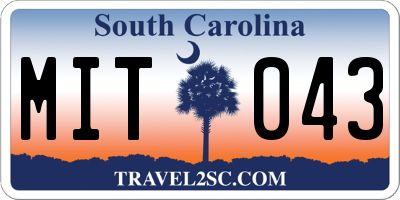 SC license plate MIT043