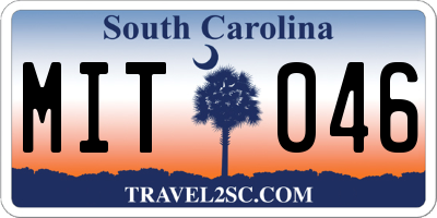 SC license plate MIT046