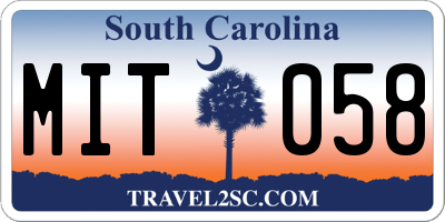 SC license plate MIT058