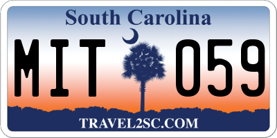 SC license plate MIT059