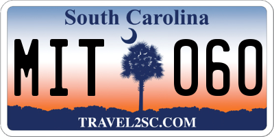 SC license plate MIT060