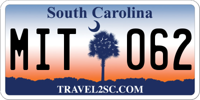 SC license plate MIT062