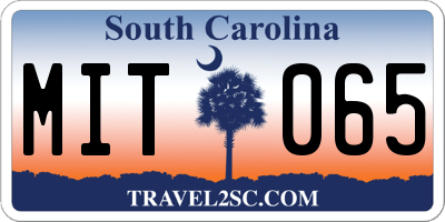 SC license plate MIT065
