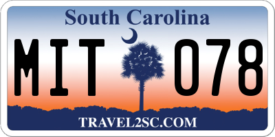 SC license plate MIT078