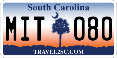SC license plate MIT080