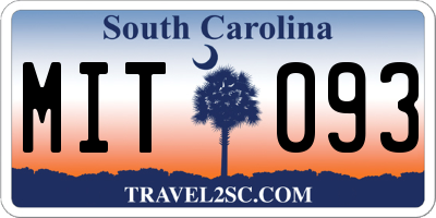 SC license plate MIT093
