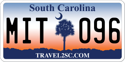 SC license plate MIT096