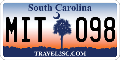 SC license plate MIT098