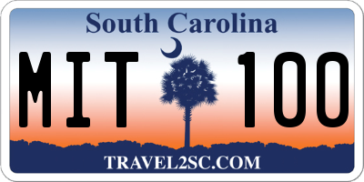 SC license plate MIT100