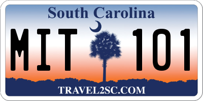SC license plate MIT101