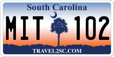 SC license plate MIT102