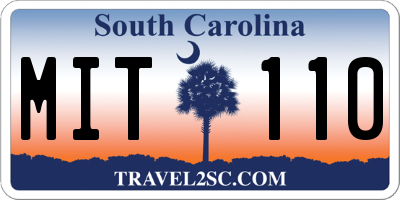 SC license plate MIT110