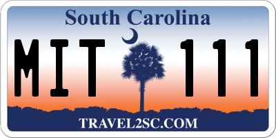 SC license plate MIT111