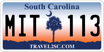 SC license plate MIT113