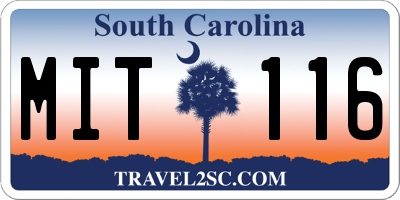 SC license plate MIT116