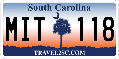 SC license plate MIT118