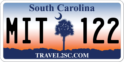 SC license plate MIT122