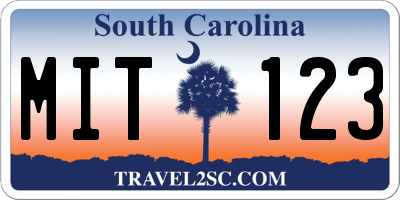 SC license plate MIT123