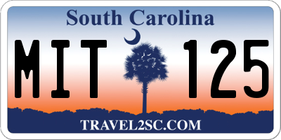SC license plate MIT125
