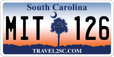SC license plate MIT126