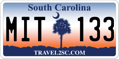 SC license plate MIT133