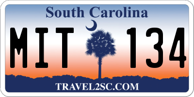SC license plate MIT134