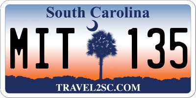 SC license plate MIT135