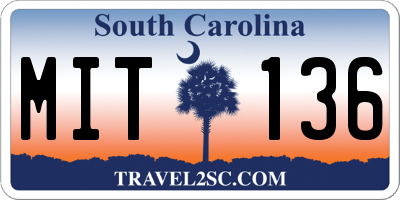 SC license plate MIT136