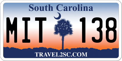 SC license plate MIT138