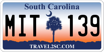 SC license plate MIT139