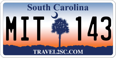 SC license plate MIT143