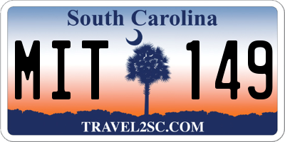 SC license plate MIT149