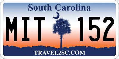 SC license plate MIT152