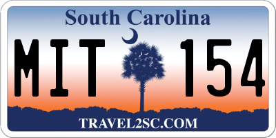 SC license plate MIT154