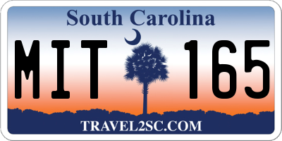 SC license plate MIT165