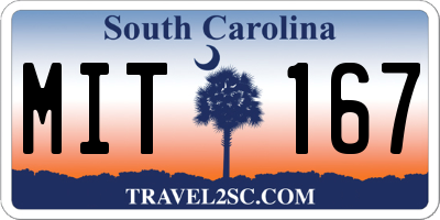 SC license plate MIT167
