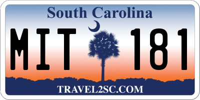SC license plate MIT181