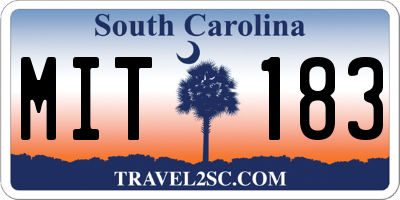 SC license plate MIT183