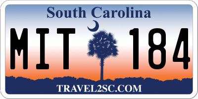 SC license plate MIT184