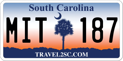 SC license plate MIT187