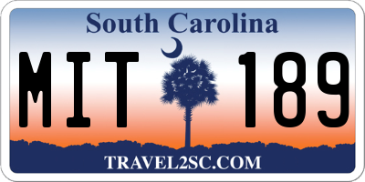 SC license plate MIT189