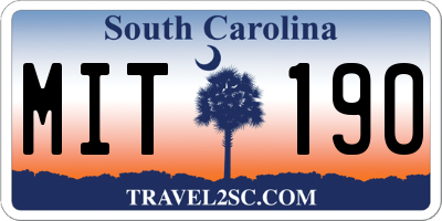 SC license plate MIT190