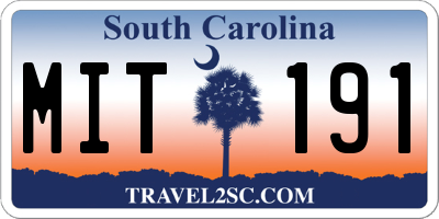 SC license plate MIT191